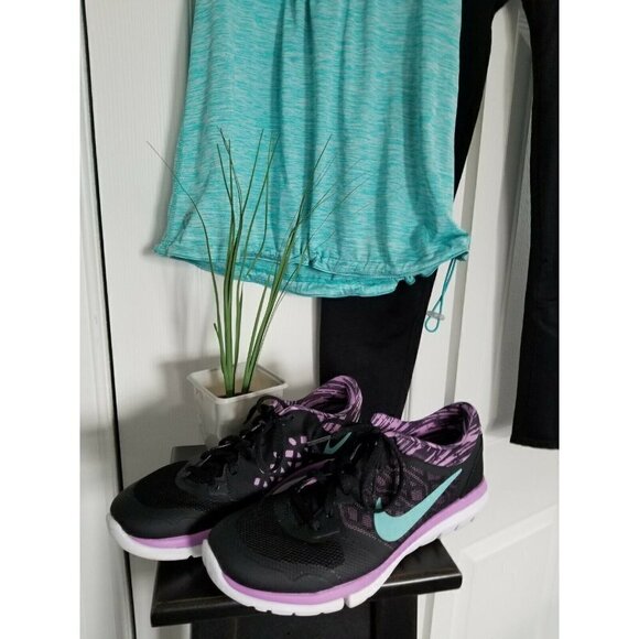 Be Inspired Activewear Tank Top With Racer Back Draw String Hem Teal Size (S) - Picture 3 of 7